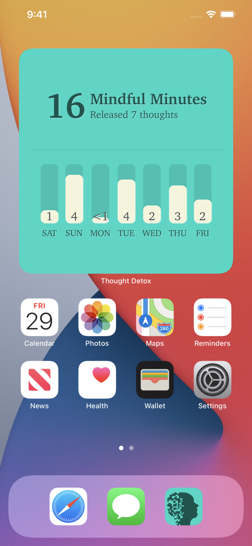 Large widget on home screen